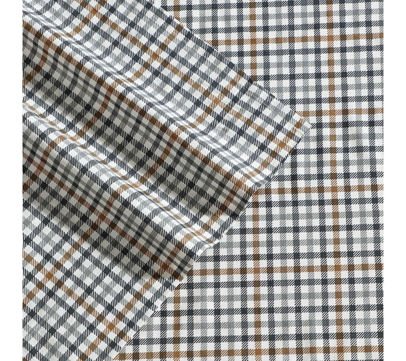 Eddie Bauer Griffin Plaid Beige Cotton Percaleing Sheet Set — View 3