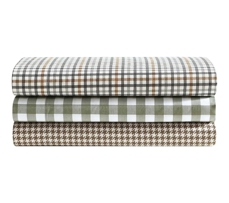 Eddie Bauer Griffin Plaid Beige Cotton Percaleing Sheet Set — View 8