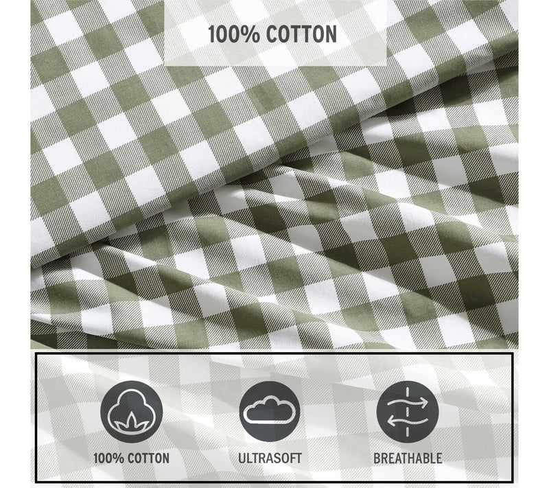 Eddie Bauer Preston Check Green Cotton PercaleTwin Sheet Set — View 6