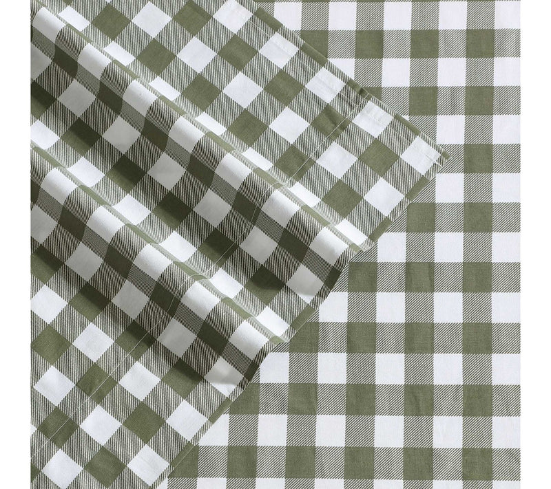 Eddie Bauer Preston Check Green Cotton PercaleTwin Sheet Set — View 3