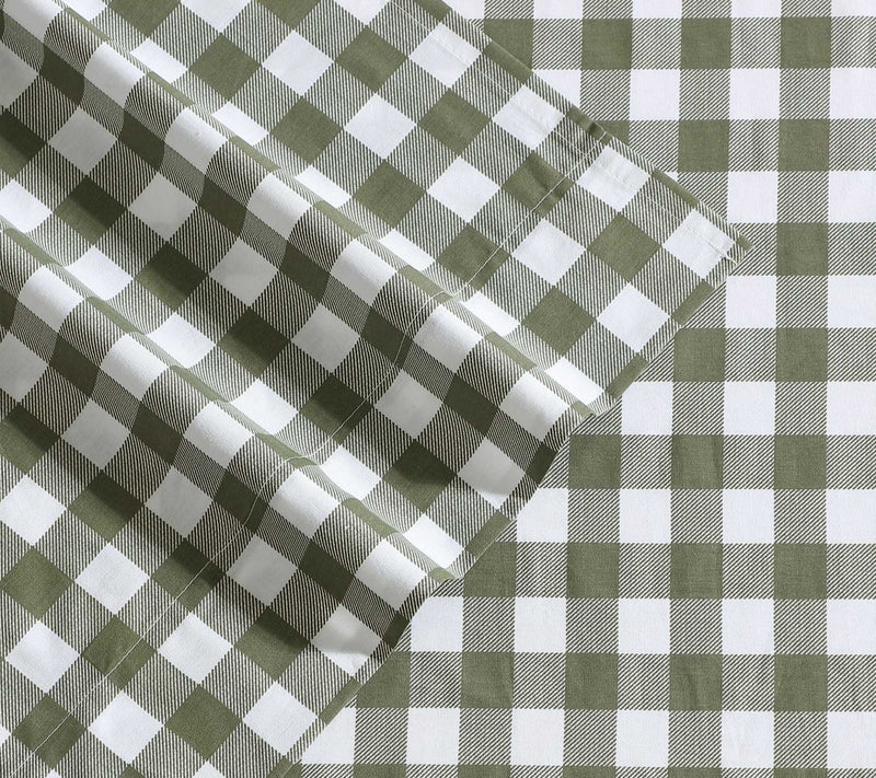 Eddie Bauer Preston Check Green Cotton PercaleFull Sheet Set — View 3