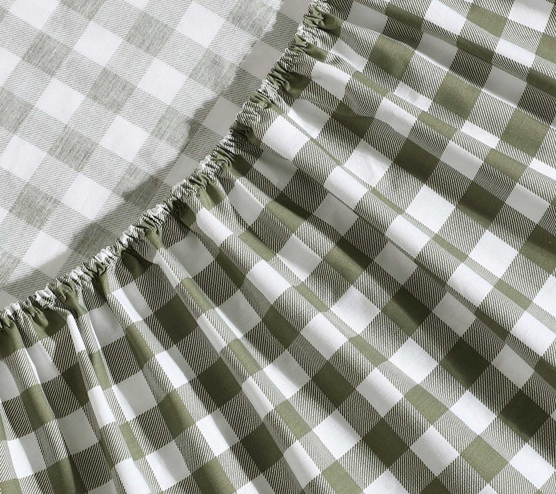 Eddie Bauer Preston Check Green Cotton PercaleFull Sheet Set — View 4