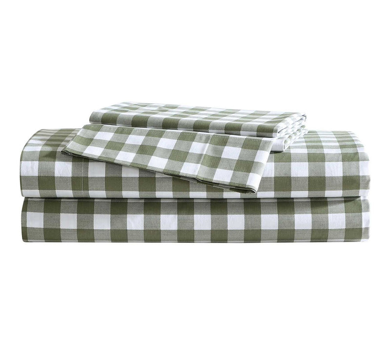 Eddie Bauer Preston Check Green Cotton PercaleFull Sheet Set — Main view