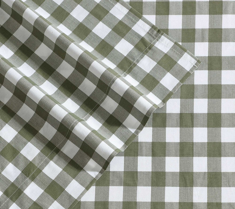 Eddie Bauer Preston Check Green Cotton PercaleQueen Sheet Set — View 3