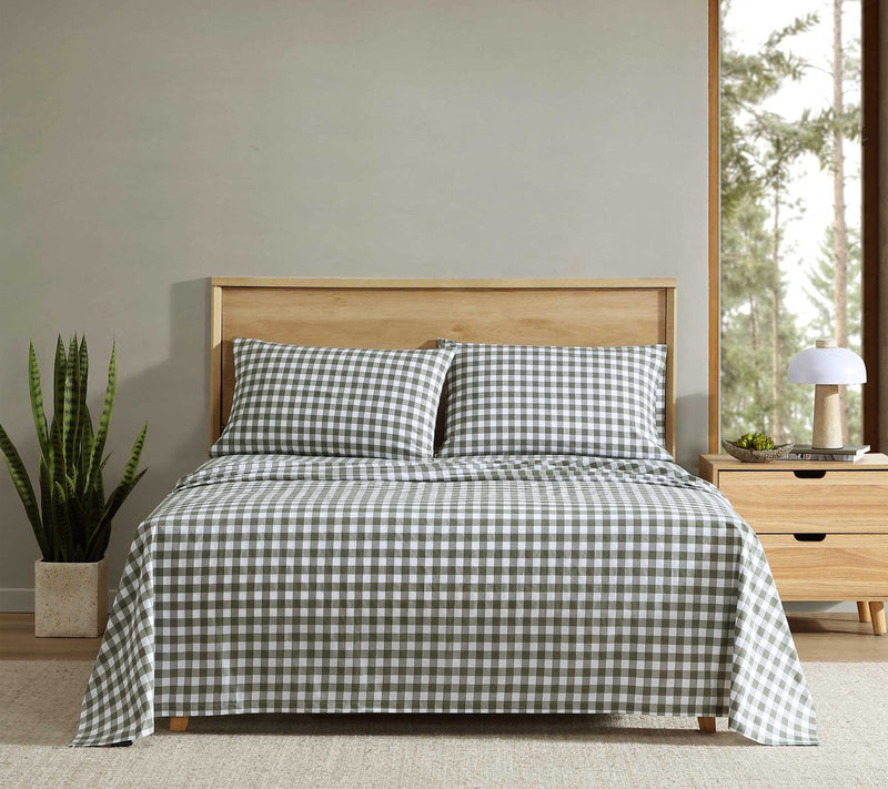 Eddie Bauer Preston Check Green Cotton PercaleQueen Sheet Set — View 2