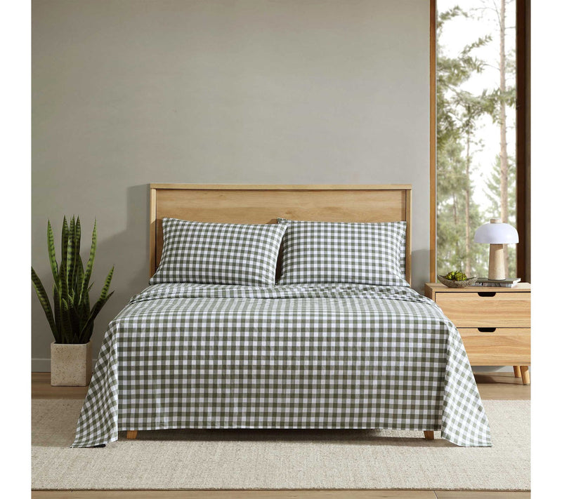 Eddie Bauer Preston Check Green Cotton PercaleKing Sheet Set — View 2
