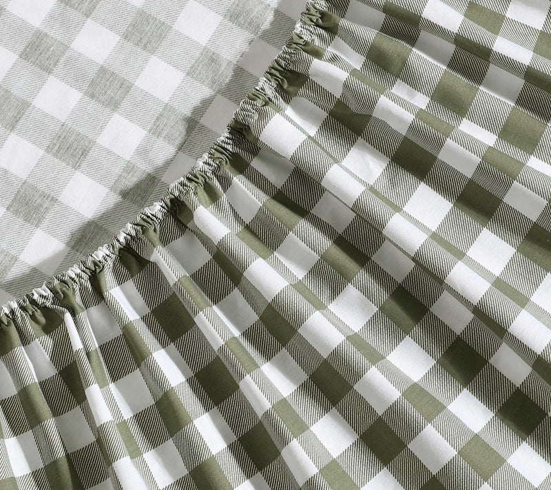 Eddie Bauer Preston Check Green Cotton PercaleKing Sheet Set — View 4