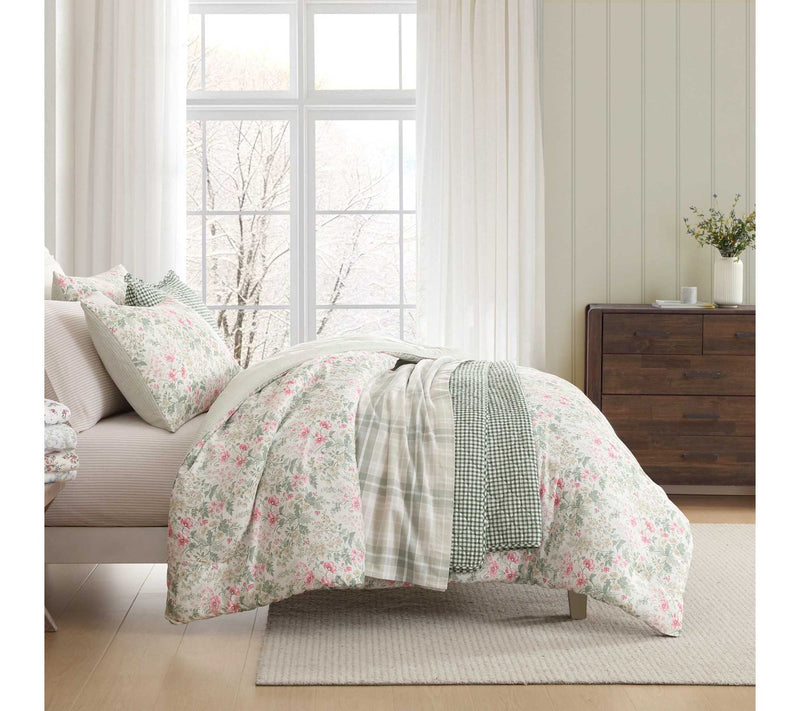 Laura Ashley Bettina's Blooms Cotton Sateen Twin Sheet Set — View 3