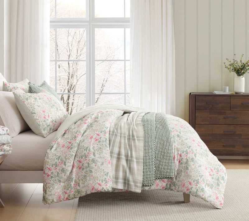 Laura Ashley Bettina's Blooms Cotton Sateen Queen Sheet Set — View 3