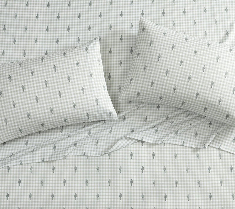 Wrangler Cactus Gingham Green King Microfiber Sheet Set — View 6