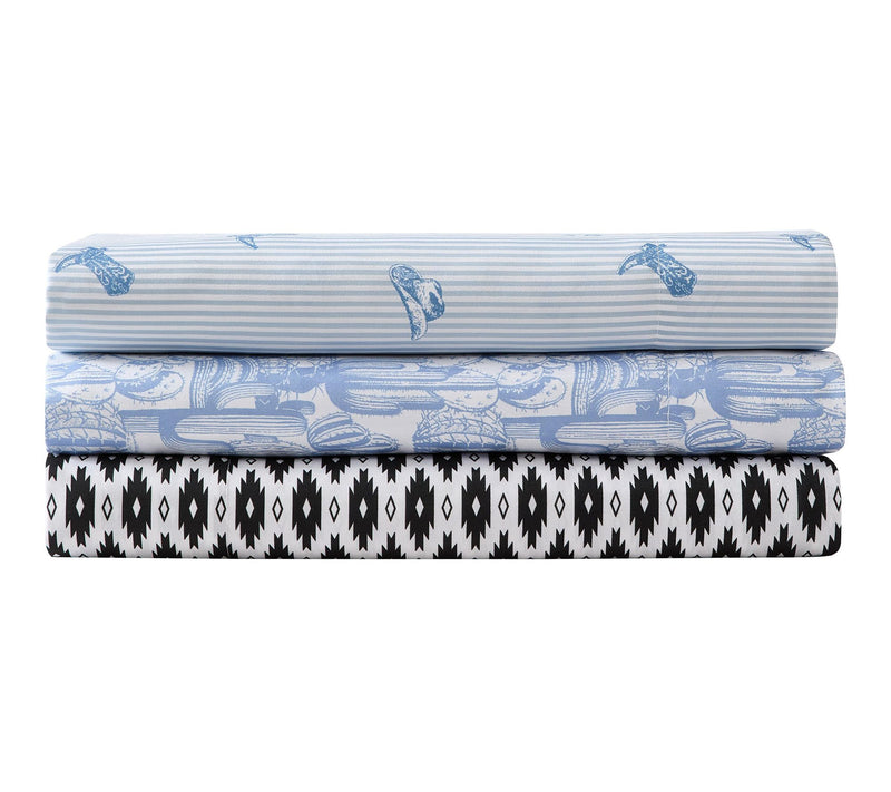 Wrangler Cactus Toile Blue Full Microfiber Sheet Set — View 8