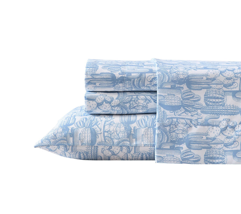 Wrangler Cactus Toile Blue Queen Microfiber Sheet Set — View 2