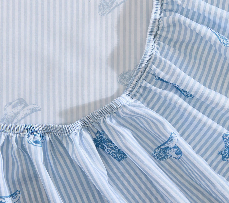 Wrangler Cowboy Pinstripe Blue King MicrofiberSheet Set — View 4