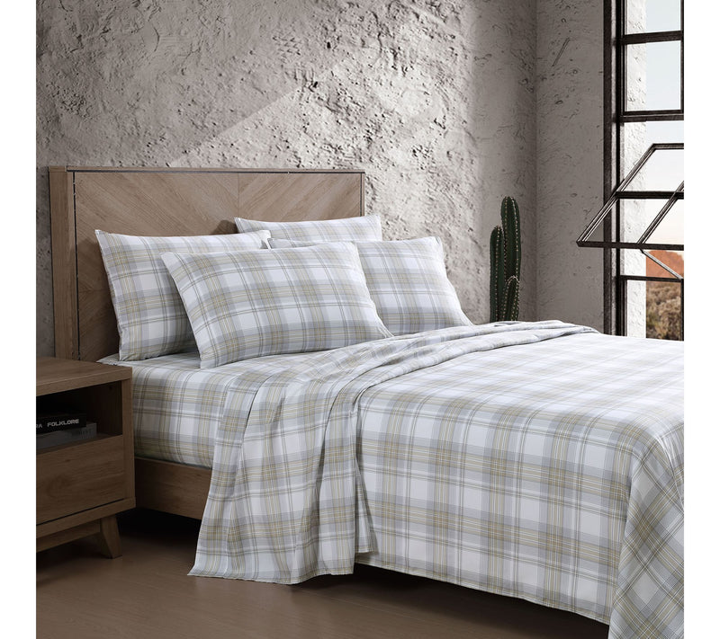 Wrangler Dayton Valley Plaid Beige King Microfiber Sheet Set — View 2