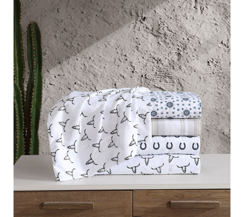 Wrangler Horseshoe Dots Navy King Microfiber Sheet Set — View 6