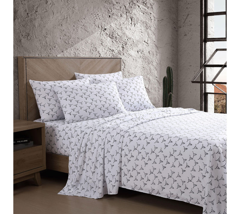 Wrangler Steer Skulls Black King Microfiber Shet Set — View 3
