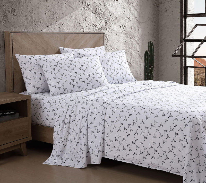 Wrangler Steer Skulls Black TwinXL Microfiber Sheet Set — View 3