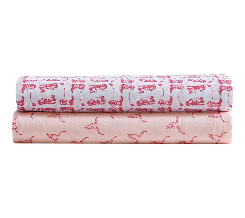Wrangler Steer Skulls Pink King Microfiber Sheet Set — View 8