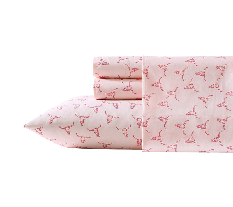 Wrangler Steer Skulls Pink Twin Microfiber Sheet Set — View 2