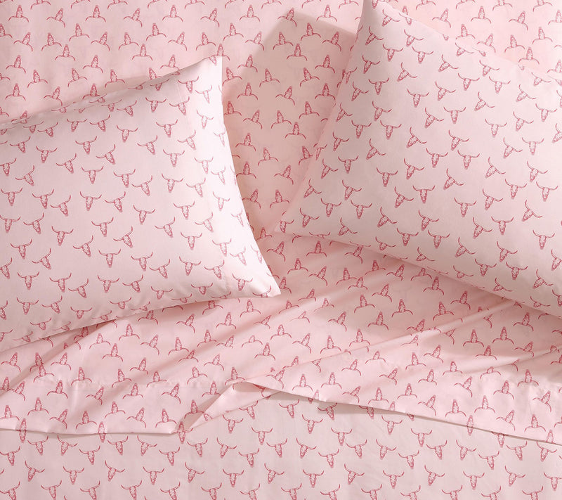 Wrangler Steer Skulls Pink TwinXL Microfiber Sheet Set — View 3