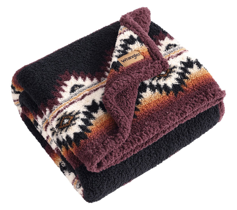 Wrangler Mountain Fog Rust Sherpa 50"X70" Throw — View 10