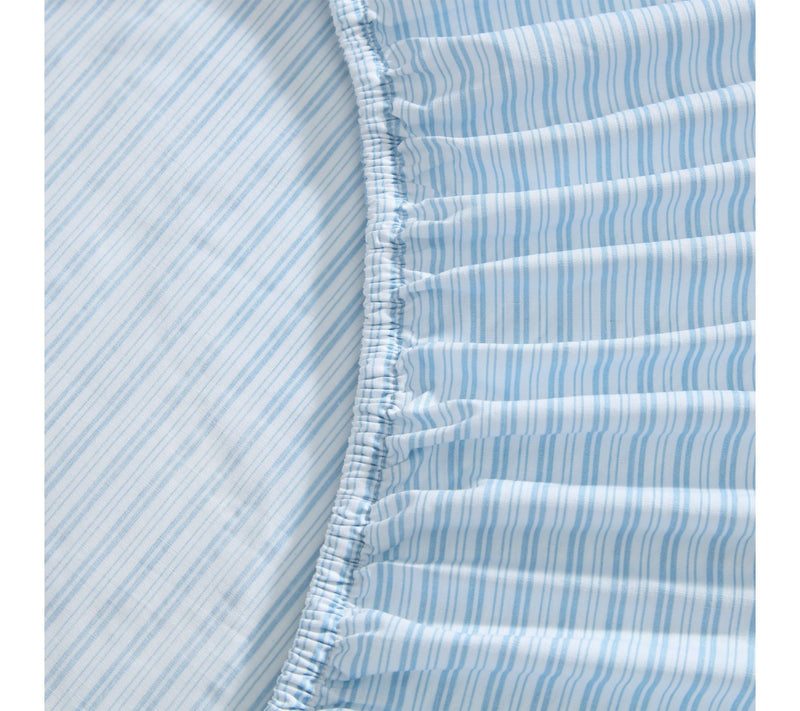 Laura Ashley Bedford Stripe Blue Cotton King Sheet Set — View 4