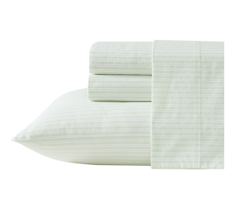 Laura Ashley Bedford Stripe Green Cotton Full Sheet Set — View 10