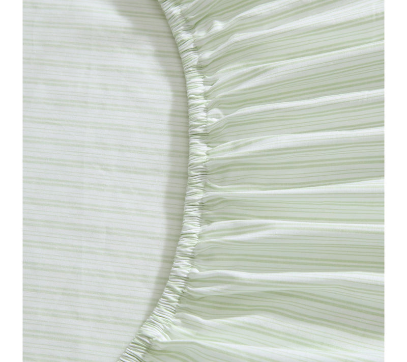 Laura Ashley Bedford Stripe Green Cotton Twin Sheet Set — View 4