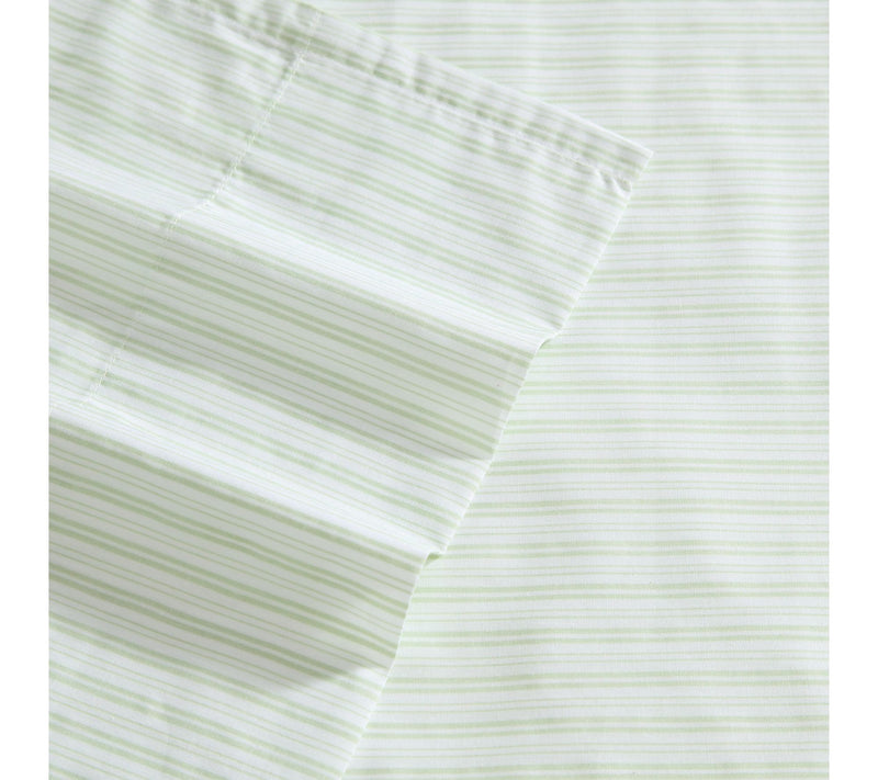 Laura Ashley Bedford Stripe Green Cotton Twin Sheet Set — View 3