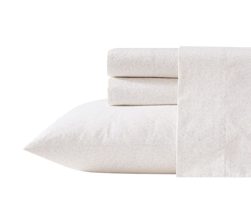 Laura Ashley Chelsie Vine Beige Cotton PercaleKing Sheet Set — View 10