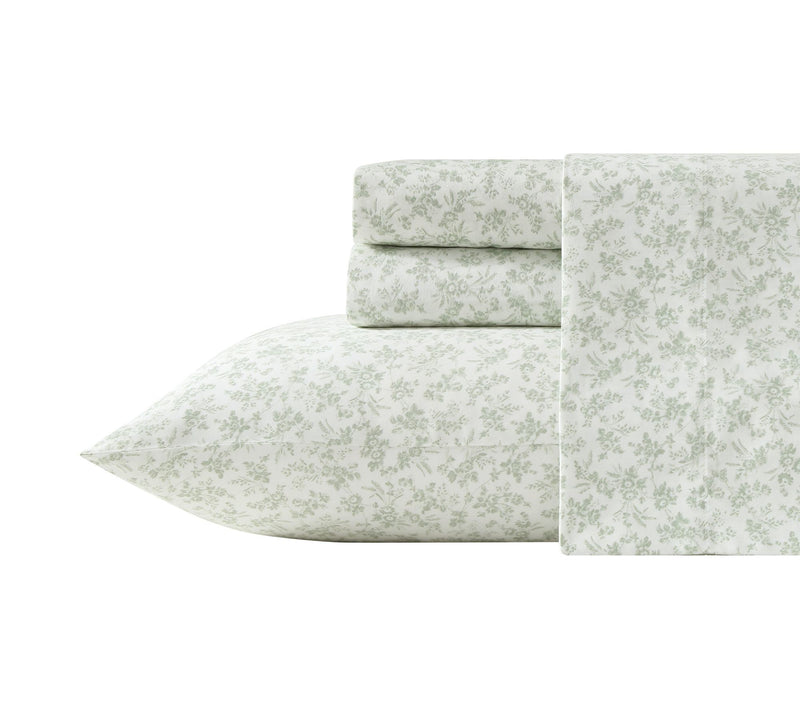 Laura Ashley Floral Toile Green Cotton Sateen Tin Sheet Set — View 2