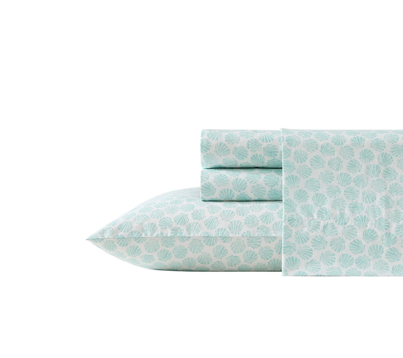 Laura Ashley Margate Shells Teal Cotton Queen Sheet Set — View 2