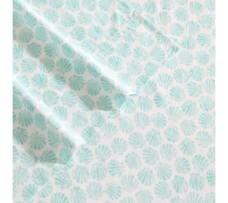 Laura Ashley Margate Shells Teal Cotton Queen Sheet Set — View 4