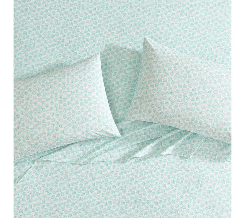 Laura Ashley Margate Shells Teal Cotton Queen Sheet Set — View 3