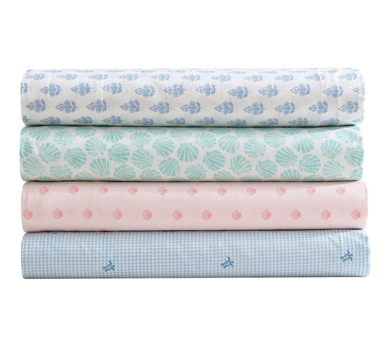 Laura Ashley Margate Shells Teal Cotton Queen Sheet Set — View 8