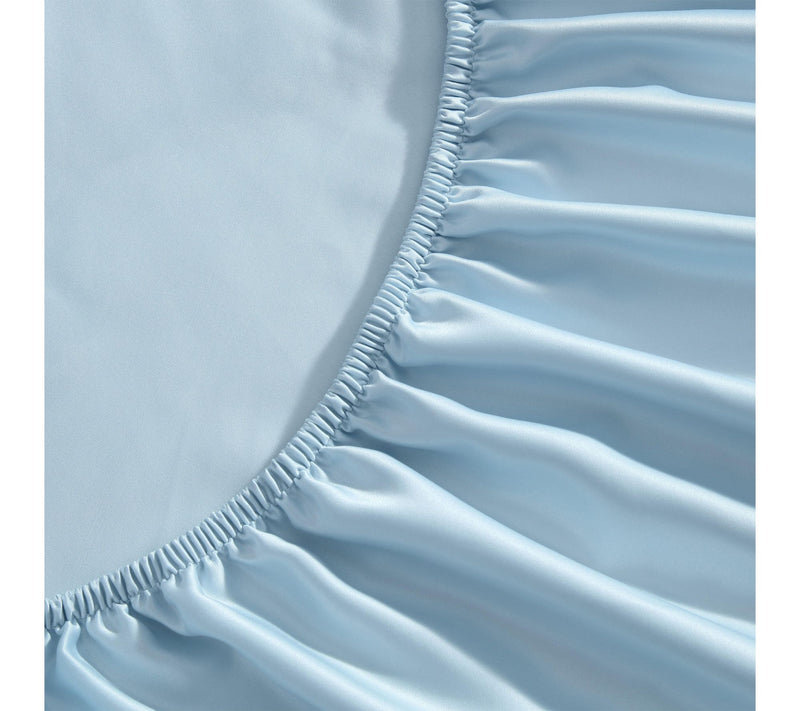 Laura Ashley Satin Bliss Blue Twin Sheet Set — View 4