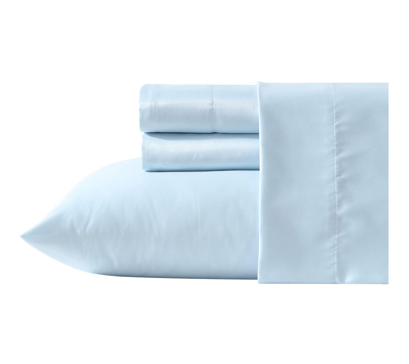 Laura Ashley Satin Bliss Blue Queen Sheet Set — View 2