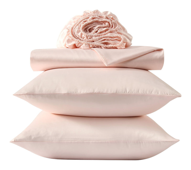 Laura Ashley Satin Bliss Pink King Sheet Set — View 6