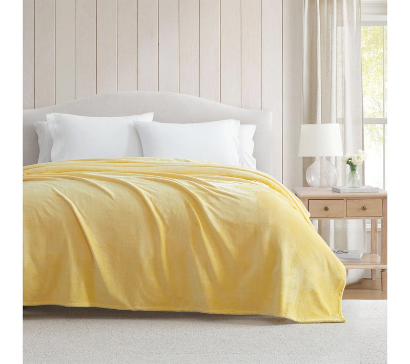 Martha Stewart Bedford Yellow Plush King Blanket — View 2