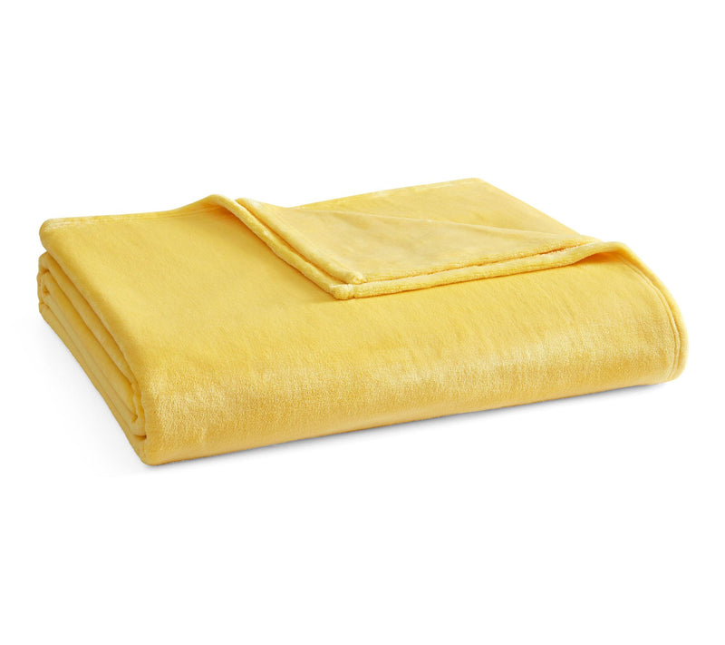 Martha Stewart Bedford Yellow Plush King Blanket — View 10