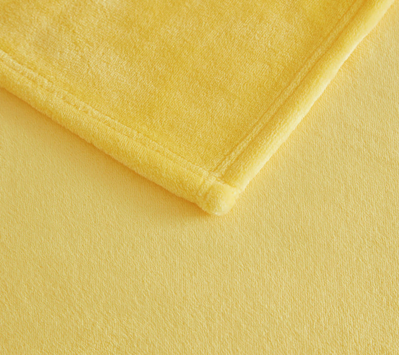 Martha Stewart Bedford Yellow Plush Twin Blanket — View 3