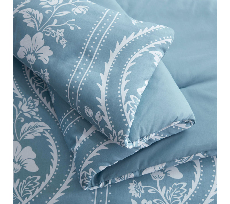 Martha Stewart Sophia Stripe Blue Cotton QueenComforter Set — View 7