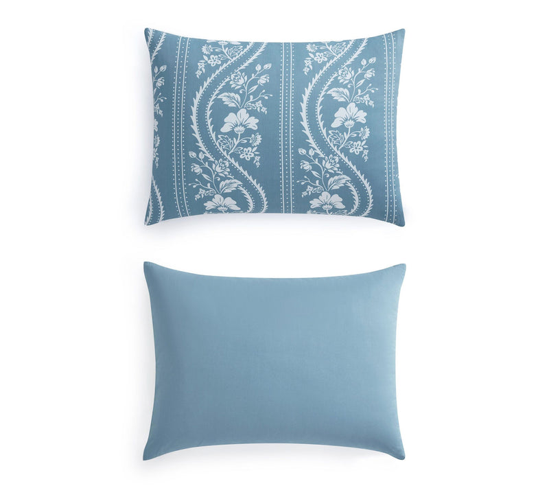 Martha Stewart Sophia Stripe Blue Cotton QueenComforter Set — View 5