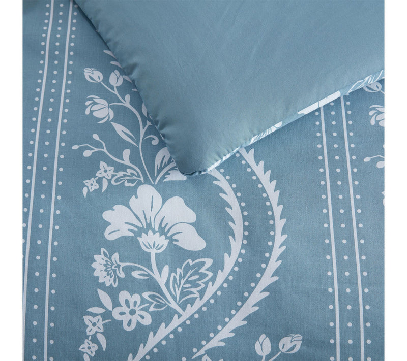 Martha Stewart Sophia Stripe Blue Cotton QueenComforter Set — View 4