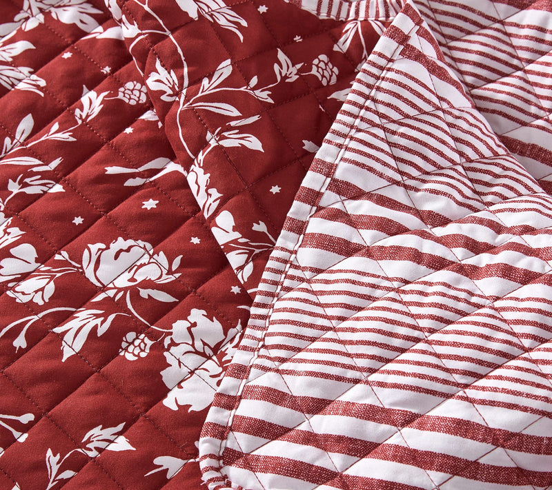 Martha Stewart Dancing Deer Red Reversible Queen Quilt Set — View 7