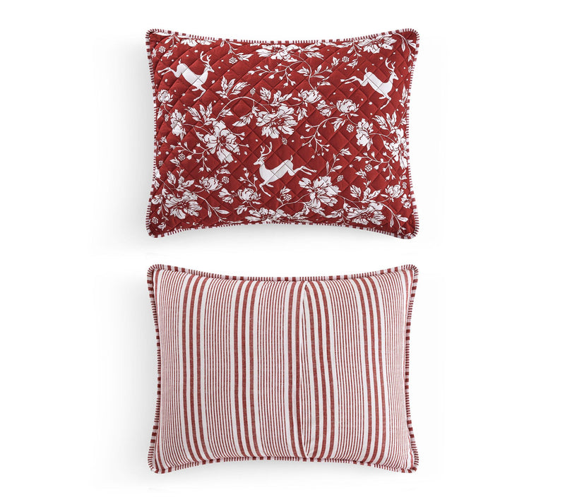 Martha Stewart Dancing Deer Red Reversible Queen Quilt Set — View 5