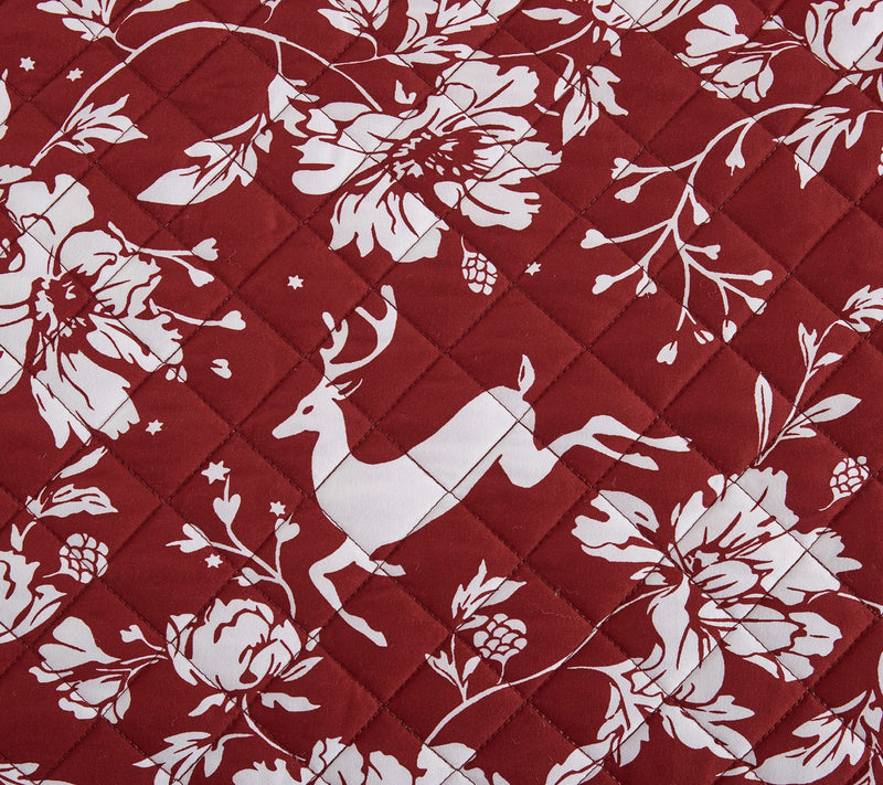 Martha Stewart Dancing Deer Red Reversible Queen Quilt Set — View 6