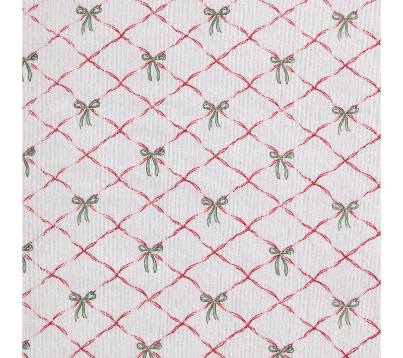 Martha Stewart Holiday Bows White/Red Flannel Queen Sheet Set — View 6