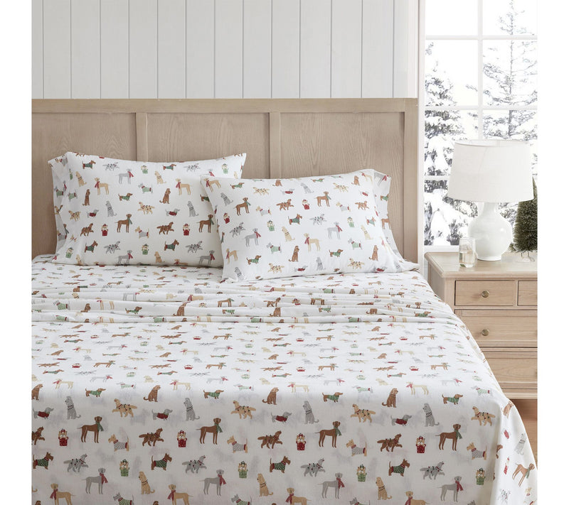 Martha Stewart Holiday Pups Flannel Twin SheetSet — View 2
