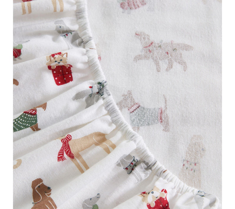 Martha Stewart Holiday Pups Flannel Twin SheetSet — View 5